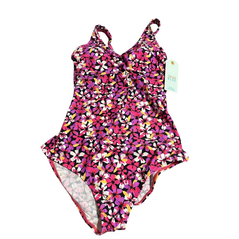 Christina One Piece Swimsuit New Size 8 Pink Floral light padding